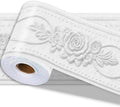 3D Wallpaper Border Floral White Wall Border Trim 197 x 4 Inch Elegant Rose by PRESSINART