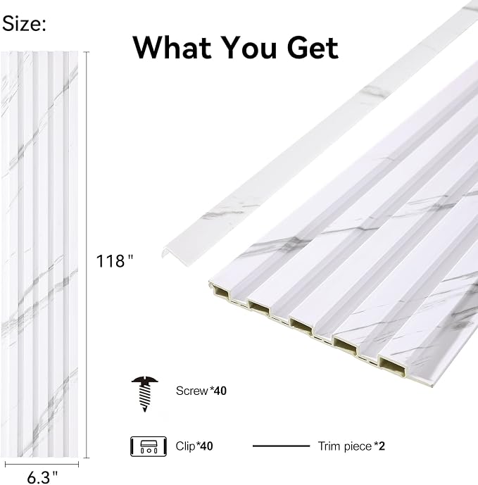 8-Pack WPC Wall Panels 118’’ x 6.3’’ 3D Slat Wall Panel Acoustic Wall Paneling - Image 2