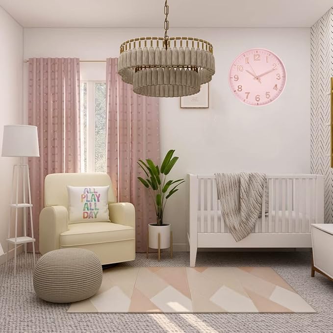 HZDHCLH Pink Wall Clocks Battery Operated, 12 inch Silent Non Ticking Modern - Image 2