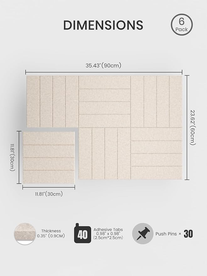 Bumusty Large Cork Board Alternative-36 x 24" Felt Bulletin Board Tiles - Image 2