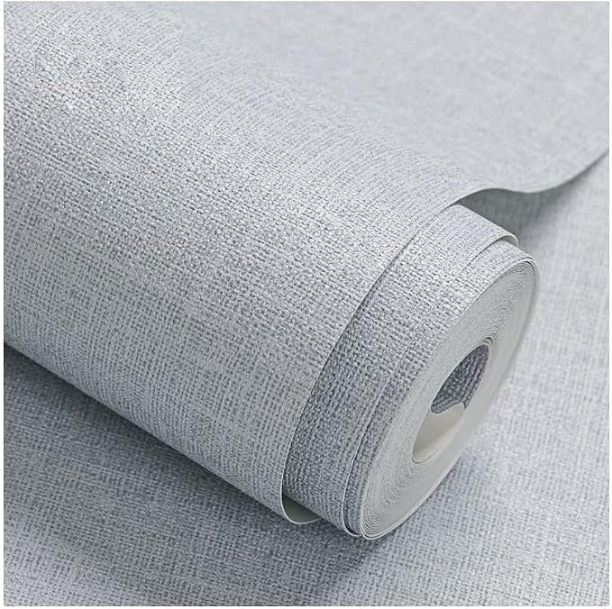 Fabric Peel and Stick Wallpaper Gray Faux Grasscloth Wall Paper Self-Adhesive - Image 2