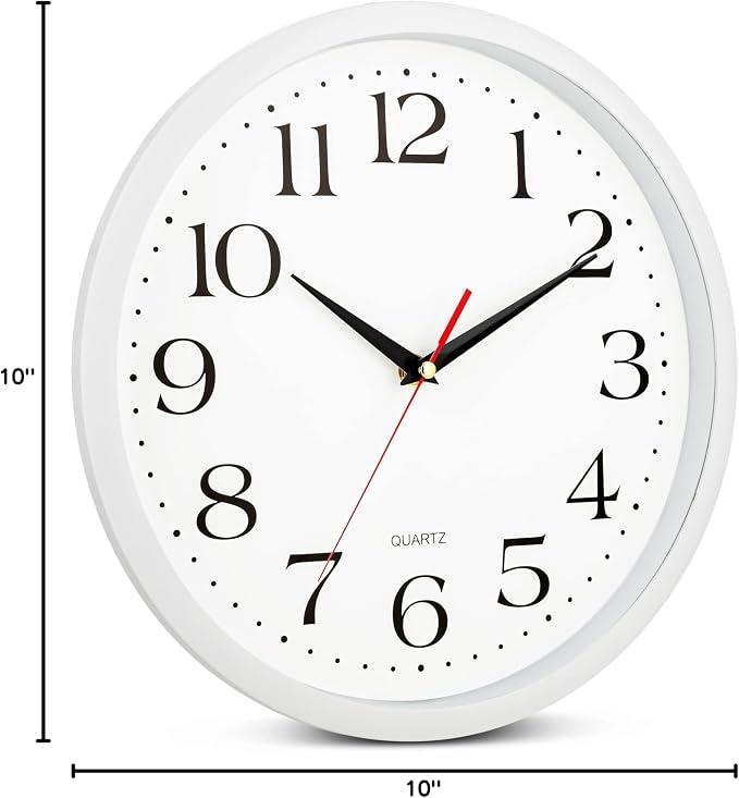Bernhard Products White Wall Clock Silent Non Ticking, 12 Inch Quality Quartz - Image 7