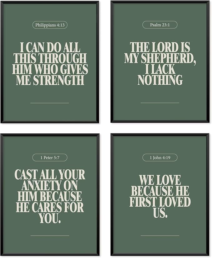 Locomiss Sage Green Christian Wall Art Decor Posters, Modern Bible Verse by Unknown