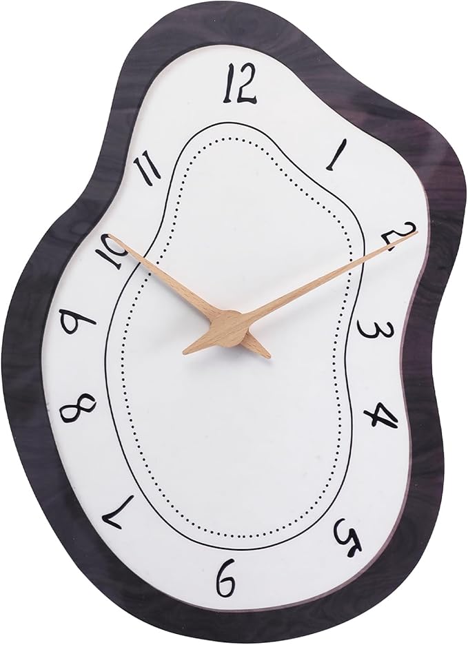 Mid Century Retro Irregular Shape Wall Clock, Silent Non-Ticking Battery by SCOAGE