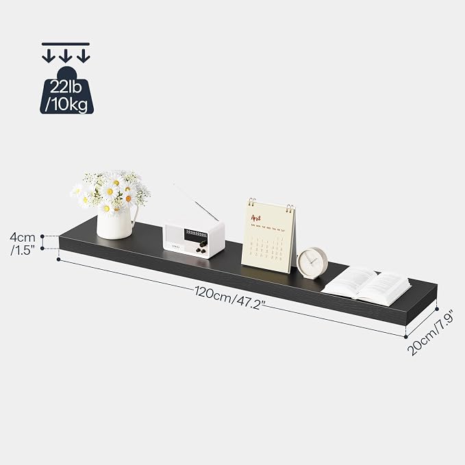 HOOBRO Floating Shelves for Wall, Wall Mounted Shelf Set of 2, 47.2" Hanging - Image 3