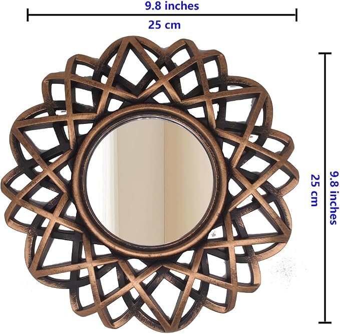 Retro Gold Mirrors for Wall Pack of 3. Geometric Lines Round Mirrors. More - Image 6