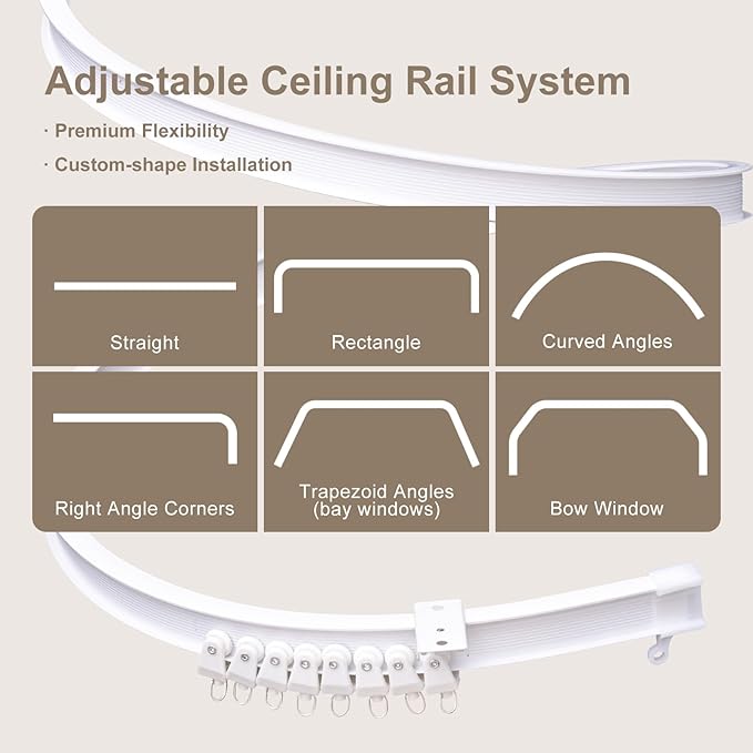 MaKefeile Room Divider Curtains & Flexible Bendable Tracks Set, Privacy - Image 3