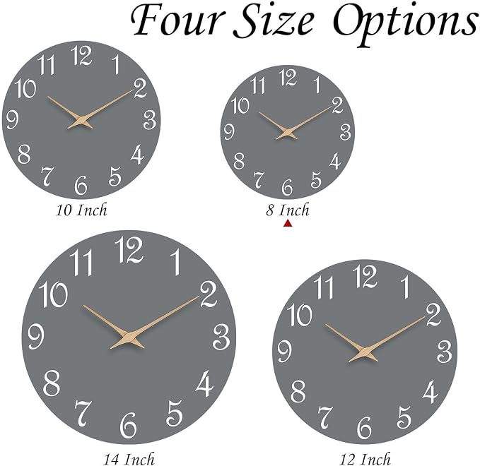 Mosewa Wall Clock Gray Battery Operated Silent Non Ticking Simple Modern Wood - Image 8