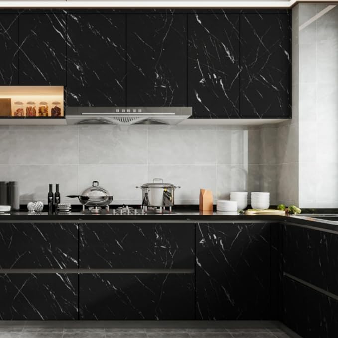 Abyssaly Black Marble Contact Paper Peel and Stick Countertops Waterproof Stick - Image 2