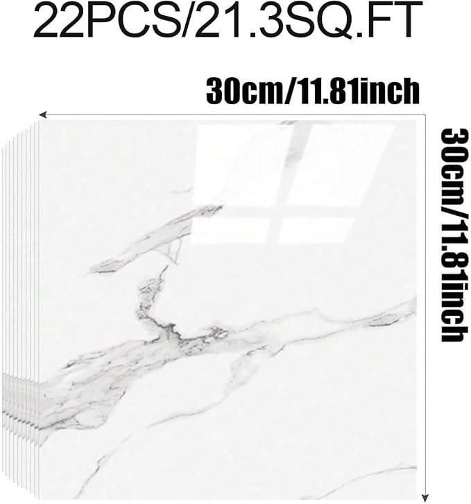 Chejiaye Thick 22pcs Marble Peel and Stick Backsplash Waterproof Washroom Wall - Image 4