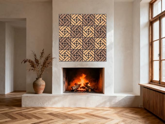 WoveN SounD Artisan Acoustic Wall Panels, 16 Pack 12x12 Inch, PVC Wood Grain - Image 9