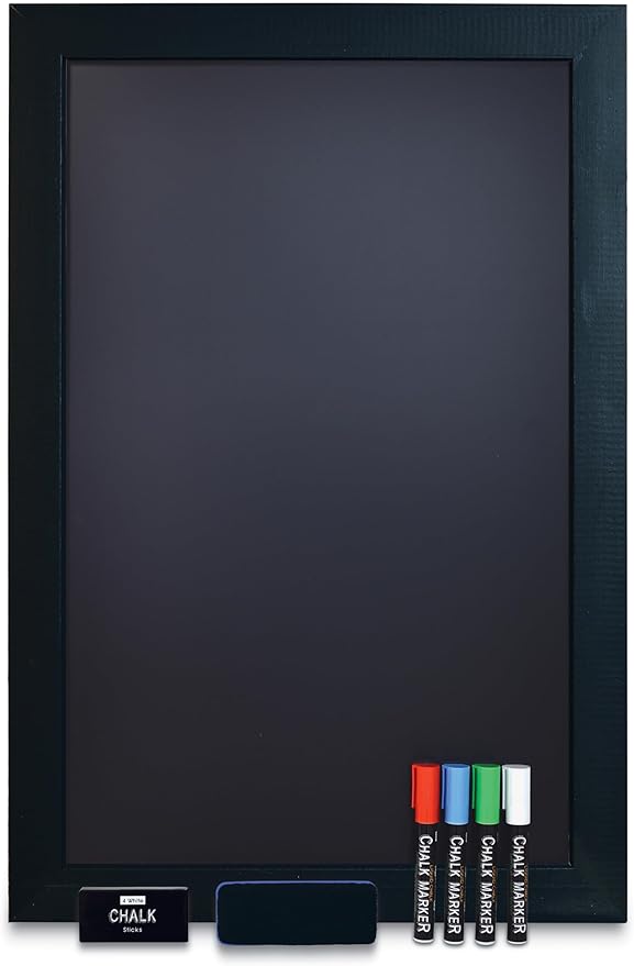 Magnetic Wall Chalkboard, Extra Large Size 20" x 30", Wood Frame, Chalkboard by BetterOfficeProducts