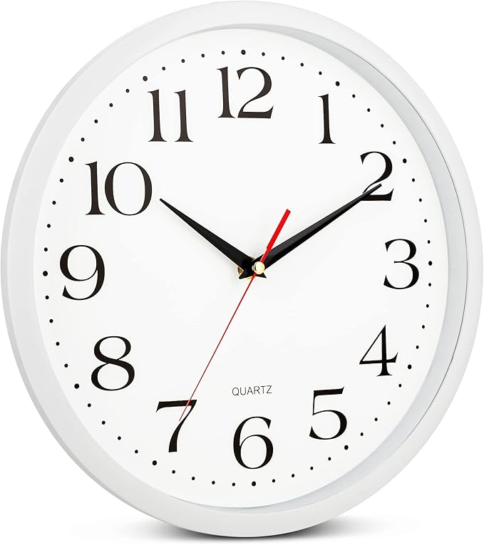 Bernhard Products White Wall Clock Silent Non Ticking, 12 Inch Quality Quartz - Image 3