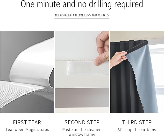 AJAZZ self Adhesive Portable 100% Blackout Curtains Simple and Easy to - Image 3