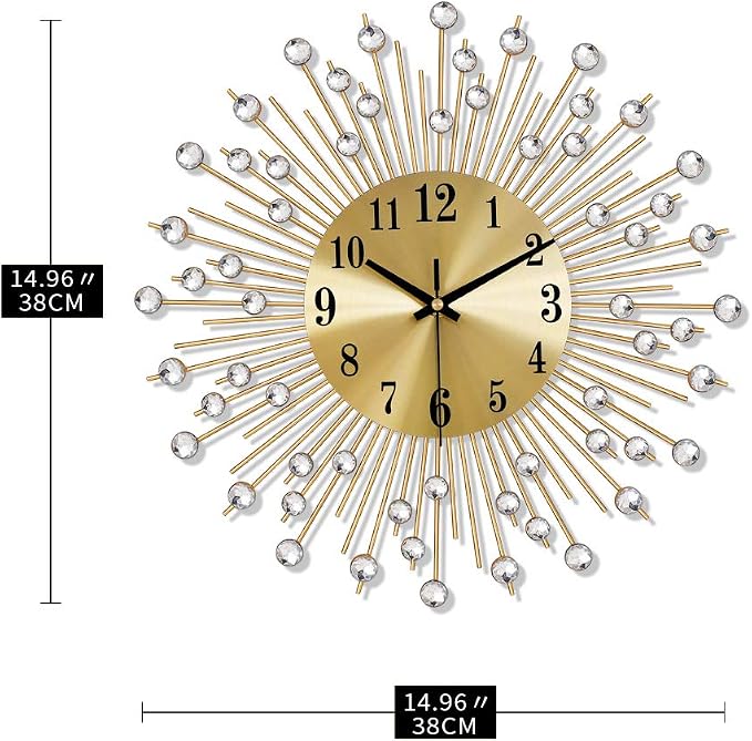 Large Wall Clocks for Living Room Decor Modern Gold Silent Wall Clock Battery - Image 4