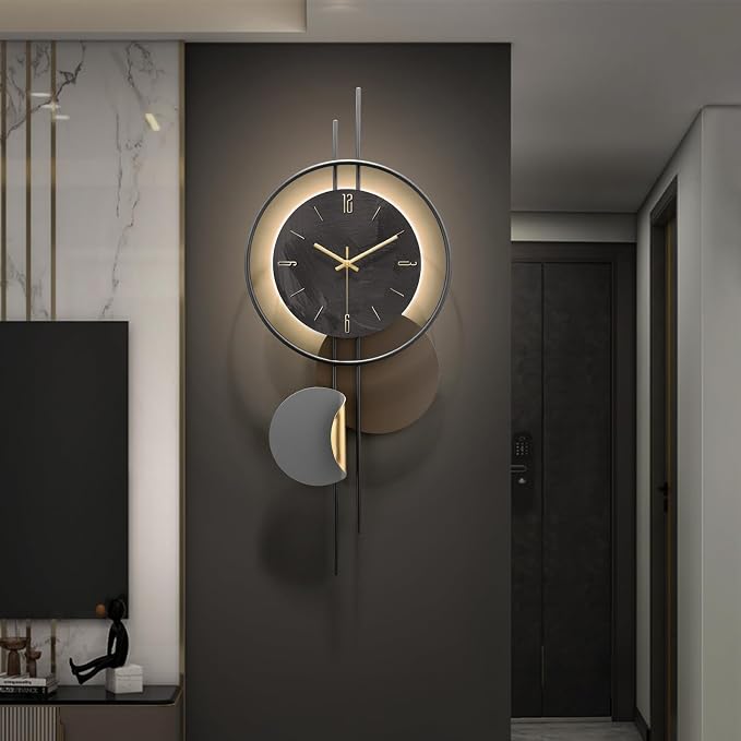 Modern Wall Clock for Living Room, Large Black Decorative Wall Clock - Image 8