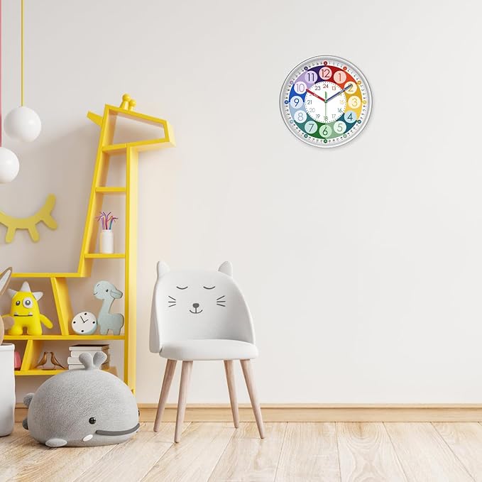 XFM Colorful Kid Wall Clock 16 Inch Silent Non Ticking Quartz Battery Operated - Image 5
