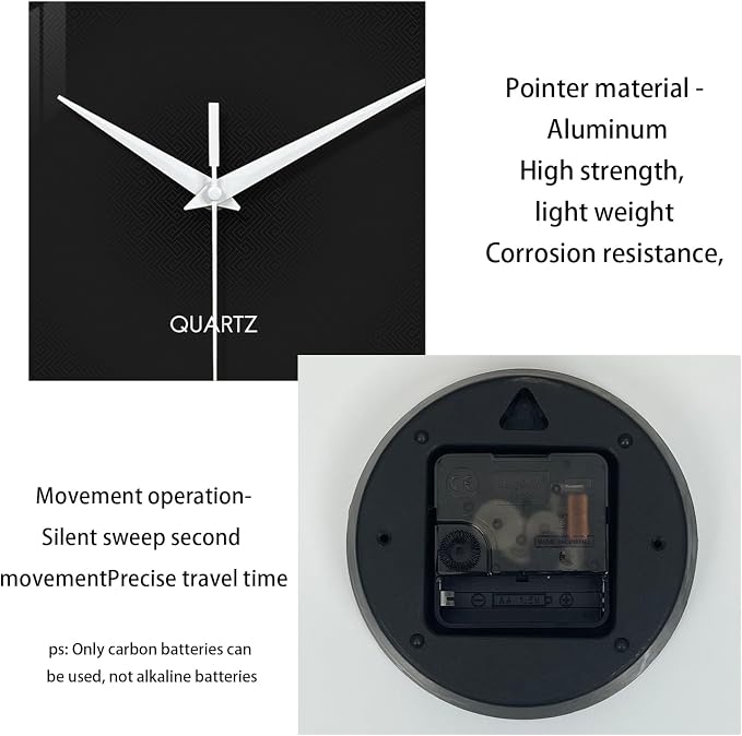 XFM Black Simple Wall Clock14 Inch Kitchen Wall Clocks Battery Operated - Image 6