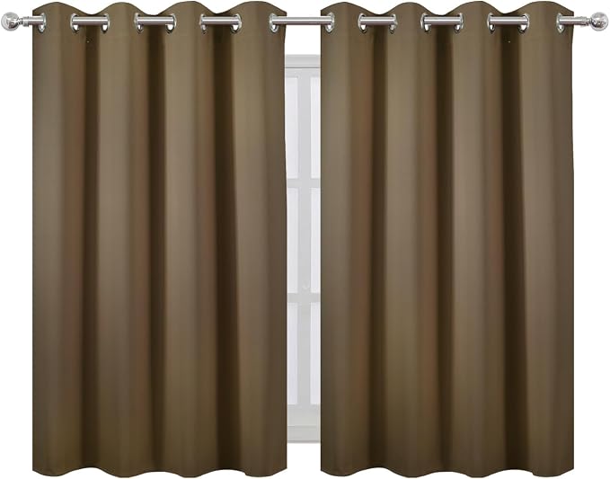 LEMOMO Brown Thermal Blackout Curtains/52 x 45 Inch/Set of 2 Panels Room - Image 2