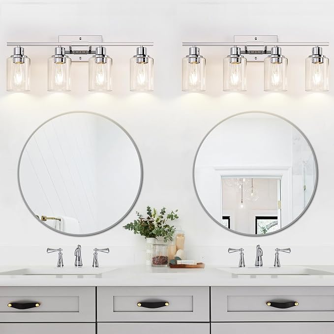 Indoi 4 Light Bathroom Light Fixtures, Chrome Vanity Lights - Image 7