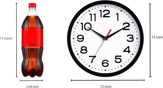 Roymnie Wall Clock Silent Non-Ticking Modern Clock Battery Operated 12 Inch - Image 3