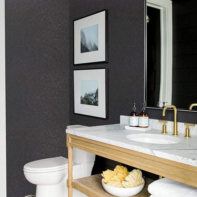 Abyssaly Black Silk Wallpaper Peel and Stick Embossed Self Adhesive Black - Image 3