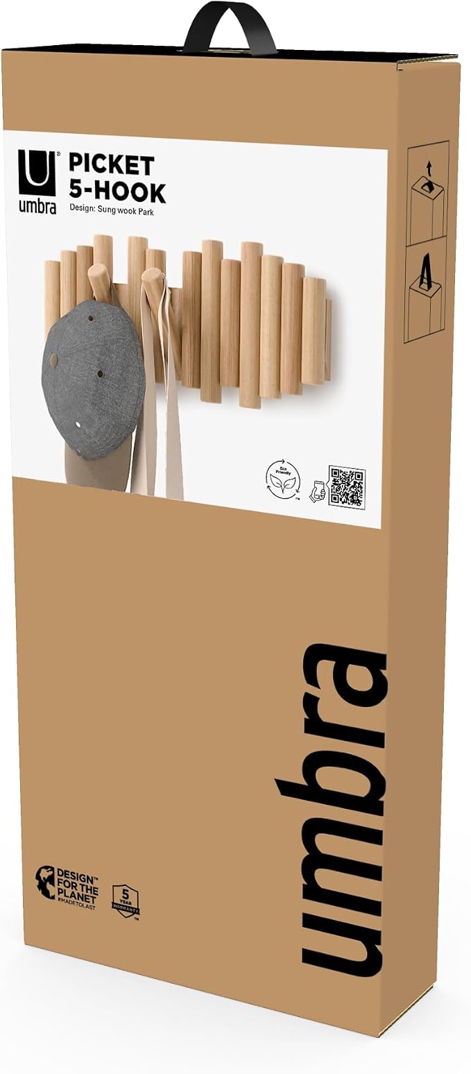 Umbra Picket Wall-Mounted Coat Rack Rail Hook - Image 8