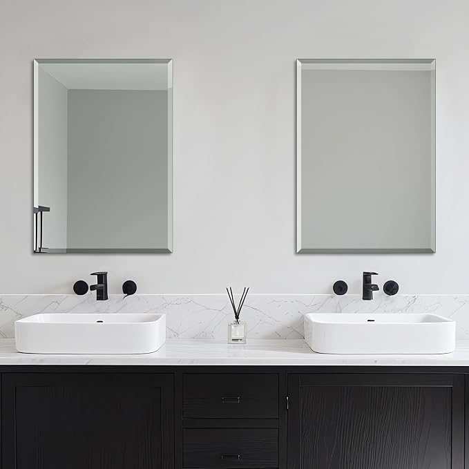 Ruomeng Wall Mirror Beveled Edge Frameless Mirror 20” x 28“ Wall Mounted Mirror - Image 3