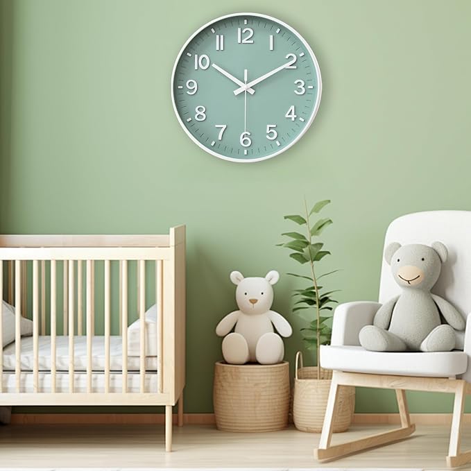 HZDHCLH Green Wall Clocks Battery Operated, 12 inch Silent Non Ticking Modern - Image 7