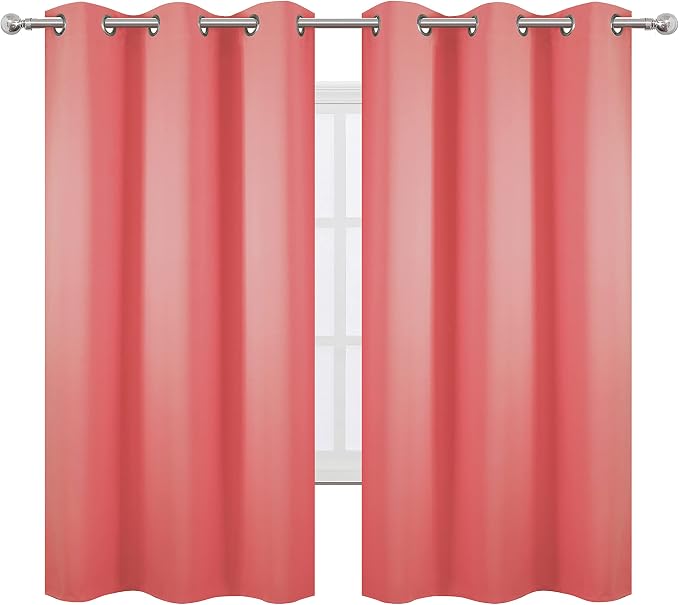 LEMOMO Coral Blackout Curtains 42 x 63 Inch Length/Set of 2 Curtain - Image 2
