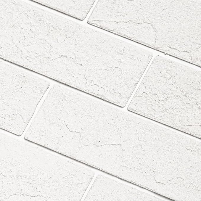 100 Old Town White Faux Brick Wall Tiles, 3D Thin Brick Veneers by TORURAL