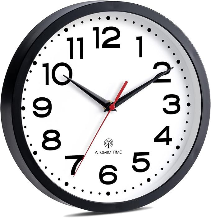 Roymnie Atomic Wall Clock 10 Inch, Modern Clock Battery Operated Classic Analog - Image 2