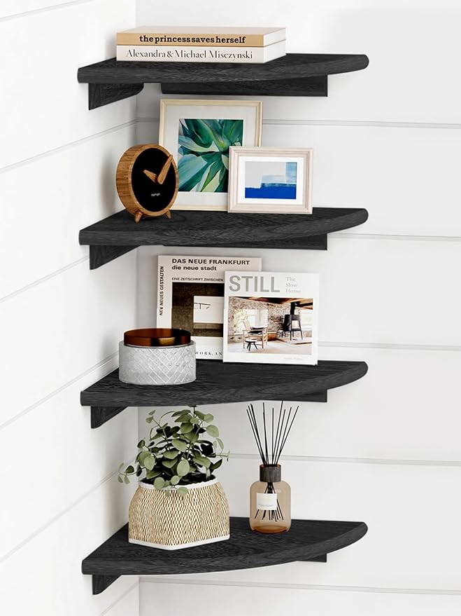 Forbena Black Corner Floating Shelves by Forbena