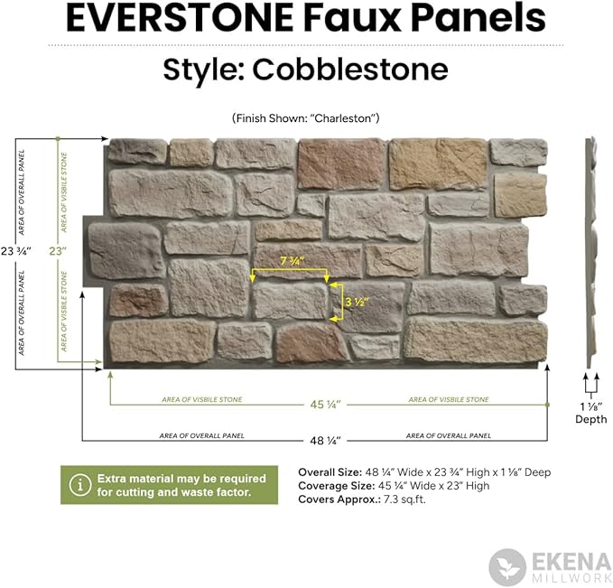 EverStone Cobblestone Faux Stone Panel, Rustic Roast Color - Image 2