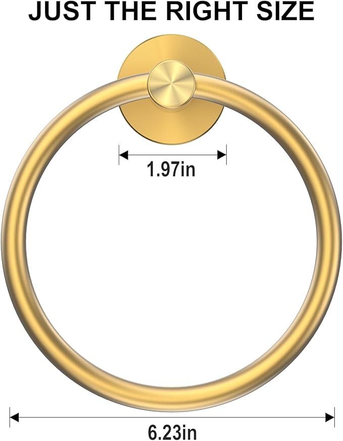 SetSail Towel Holder Screw-in Gold Towel Ring - Image 5