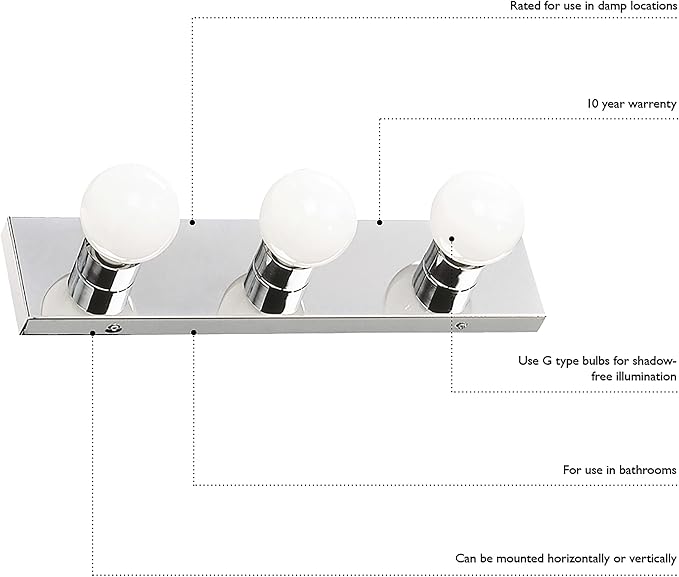 Design House 500850 3-Light Vanity Strip Light Contemporary Dimmable - Image 4