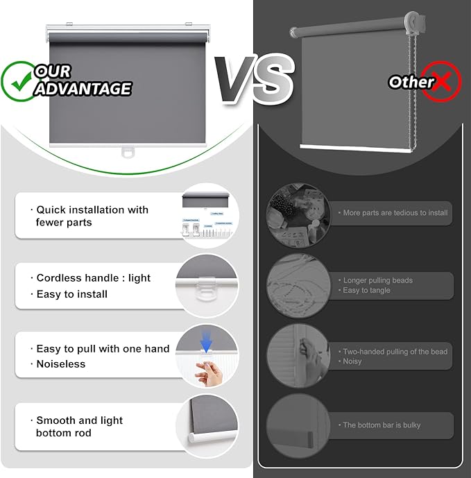 Cordless Roller Shades Blackout Blinds - Image 6