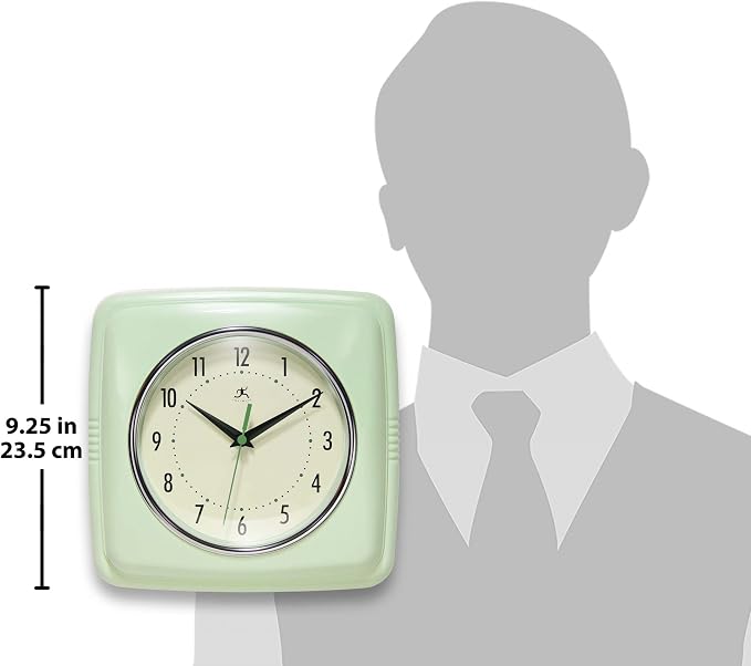 Infinity Instruments Retro Wall Clock – 9-Inch Square Silent Non-Ticking - Image 6