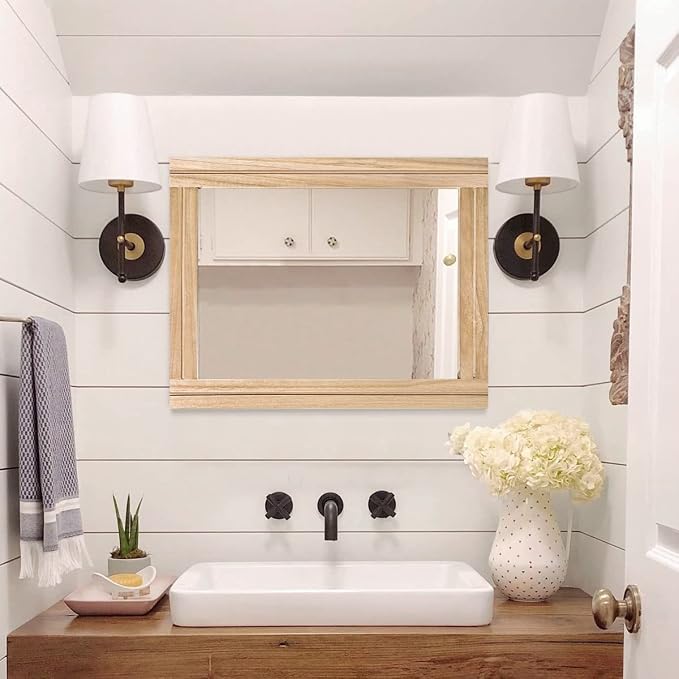AAZZKANG Rustic Mirrors for Wall Rectangle Wood Frame Mirror 50 x 40 cm - Image 7