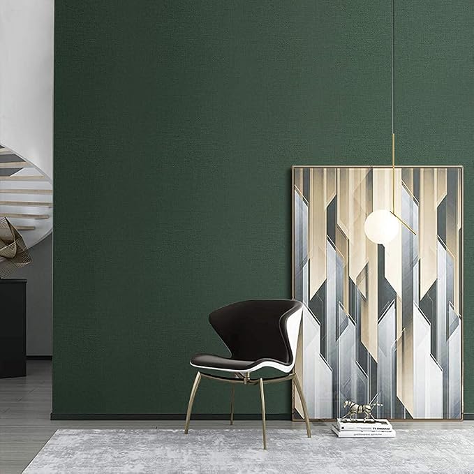TANONE Dark Green Contact Paper Peel and Stick, Grasscloth Wallpaper Self - Image 7