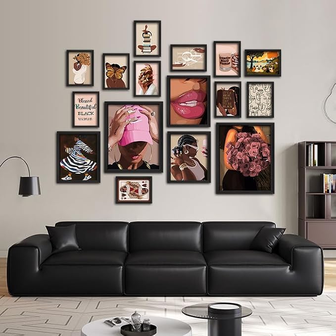 ANERZA 16 PCS Framed Black Girl Wall Art Decor, African American Wall Prints - Image 7