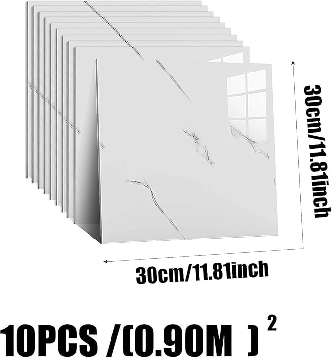 10pcs Peel and Stick Tile Shower Waterproof Marble Tiles Wall Panels, - Image 3