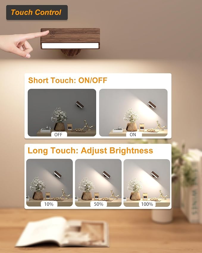 DetarZinLED Battery Operated Wall Sconces Set of 2, Rechargeable Wall Lights - Image 4
