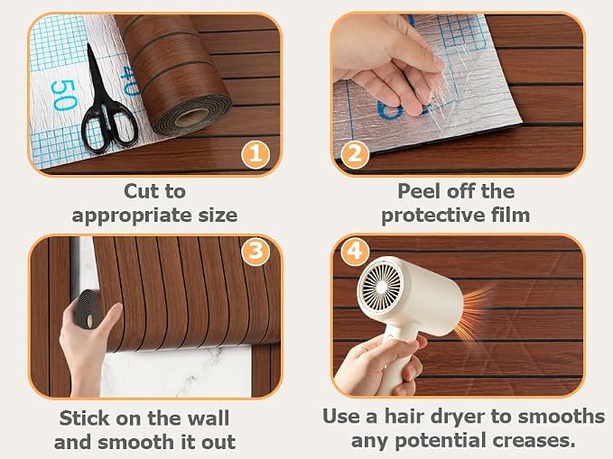 Arthome Peel and Stick Slat Wall Panels 15.7 "x240, Self-Adhesive PVC Wood - Image 6