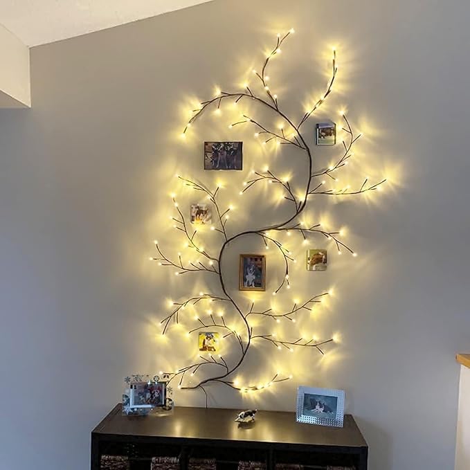 96 LED Willow Vine Lights 6FT Enchanted Wall Decoration Vine Lights 8 Modes - Image 2