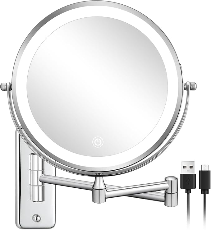 DECLUTTR Wall Mounted Lighted Makeup Mirror, Rechargeable 1X/15X Magnifying by DECLUTTR