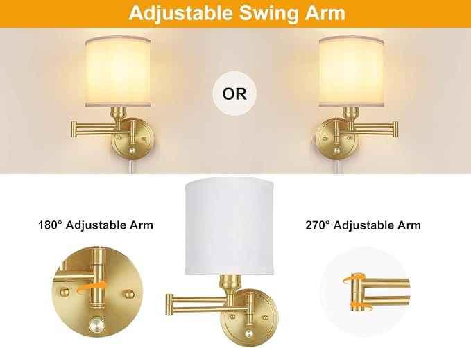 Plug in Wall Sconces with Remote Control, Dimming 10%-100% & Adjustable Colors - Image 7