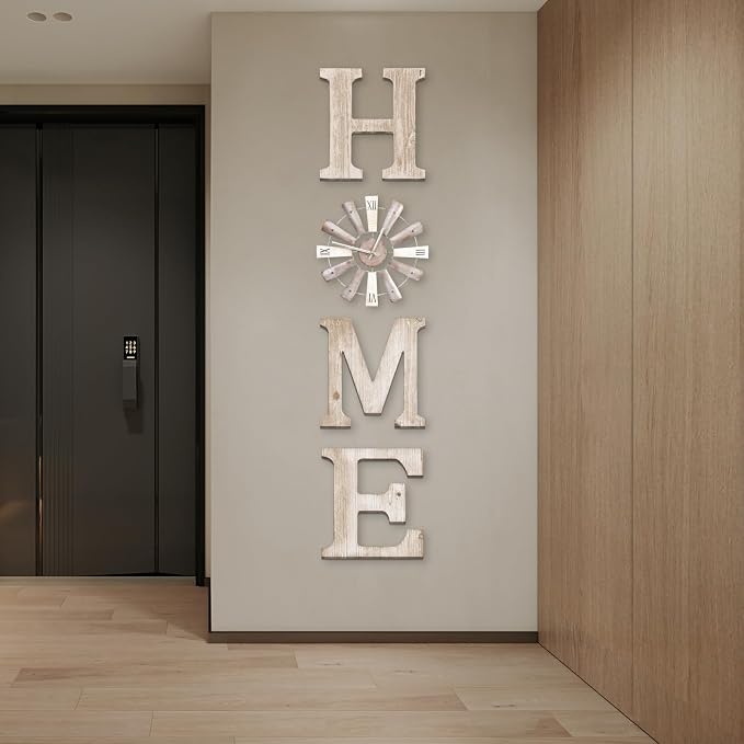 Farmhouse Home Signs with Windmill Clock Wall Decor Rustic Home Letters Wall Art - Image 4