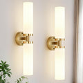 Wall Sconces Set of Two, Hardwired Brushed Gold Bathroom Sconces Wall Lighting by Indoibrightenyourbathroom