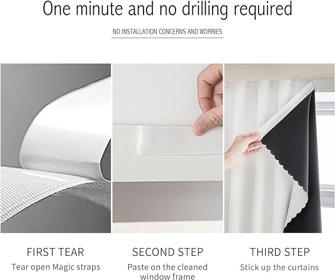 AJAZZ self Adhesive Portable 100% Blackout Curtains Simple and Easy to - Image 3